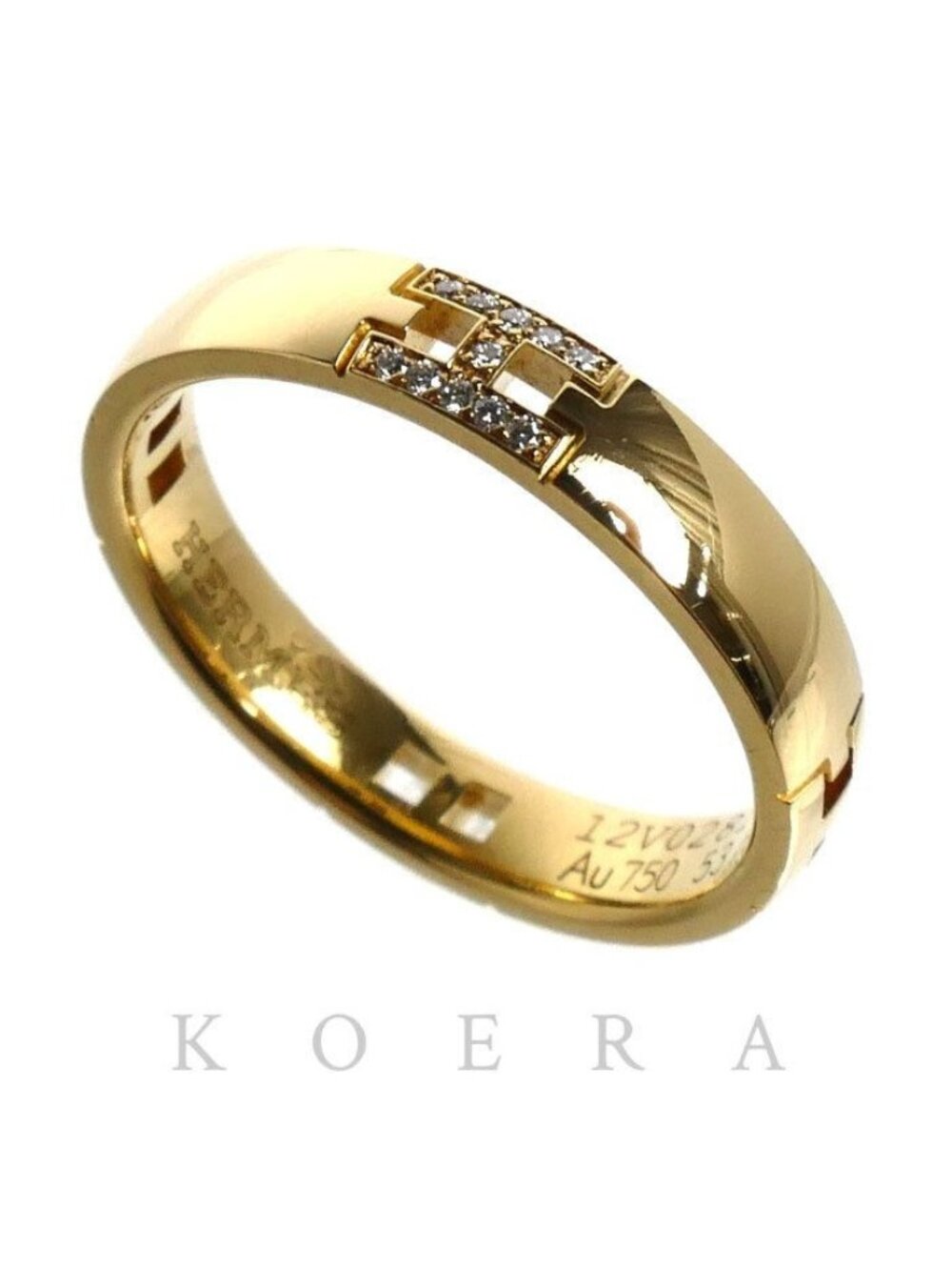Hermes 18k Yellow Gold Hercules Ring Diamond